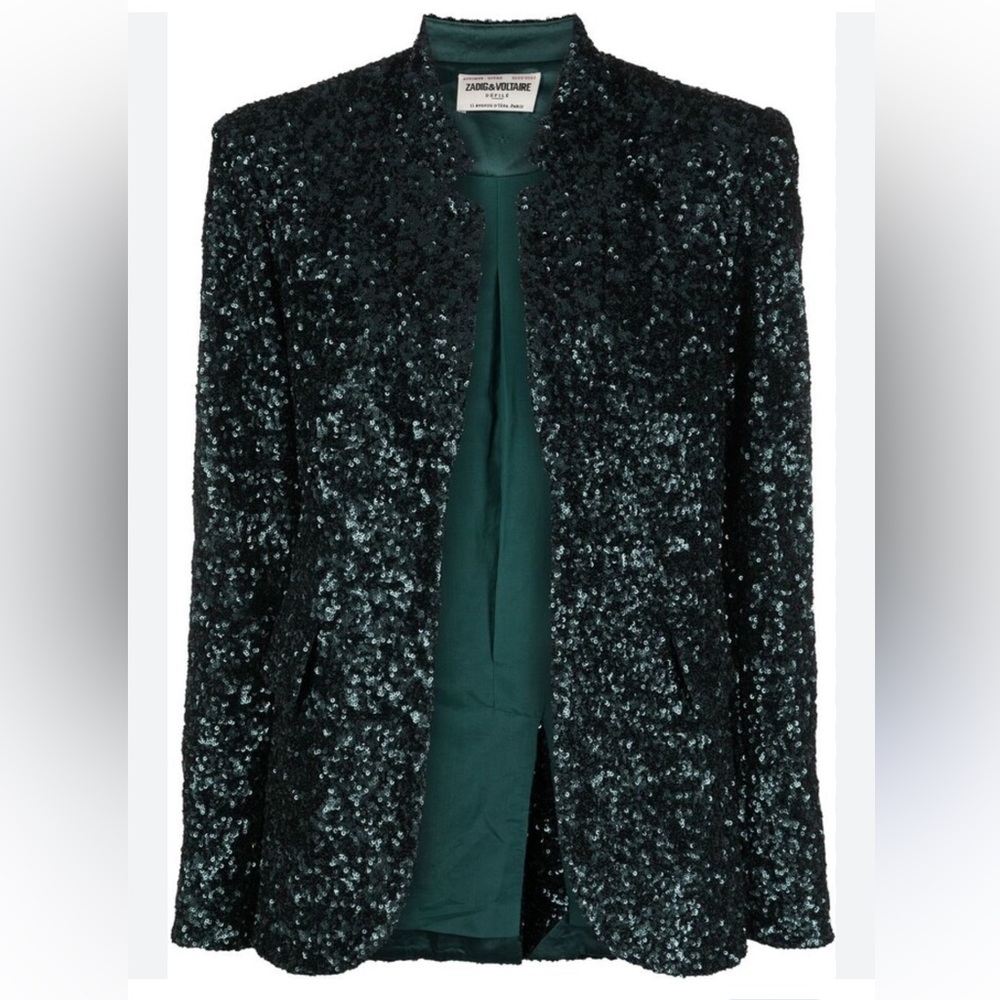 ZADIG & VOLTAIRE Very Sequins Blazer in Color Peacock
